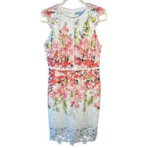 Antonio Melani Sz 8 Floral Lace Dress White Multicolor Easter Quality Made
